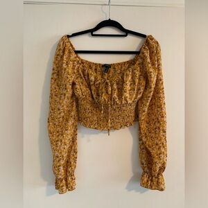 Forever 21 Mustard Floral Blouse